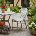 Black and White Woven Faux Rattan Outdoor Dining Chair - 21-inch