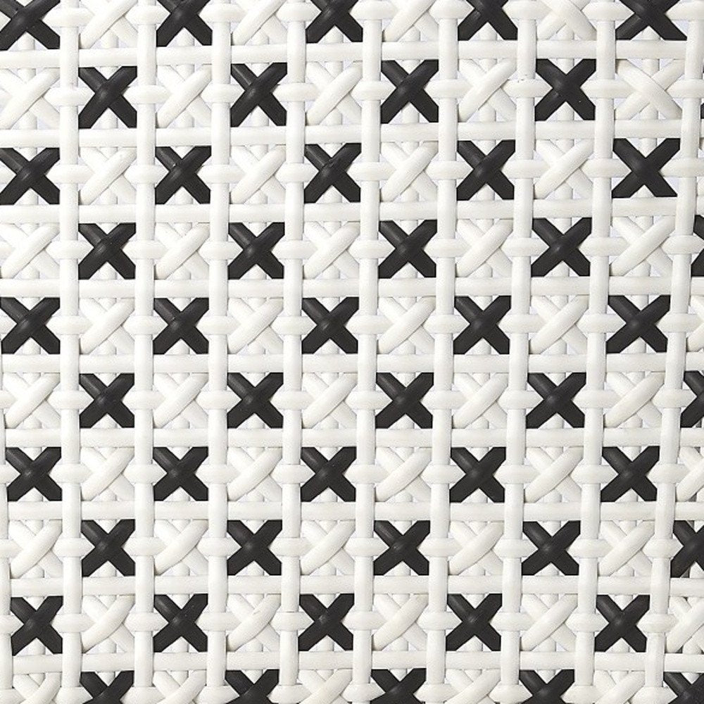 Black and White Woven Faux Rattan Outdoor Dining Chair - 21-inch