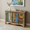 Brown Green and Gray Solid Wood Three Drawer Sideboard with Two Doors - 44-inch