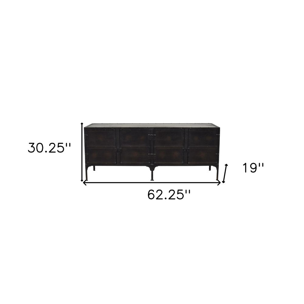 Black Iron Sideboard Console Cabinet - 62-inch