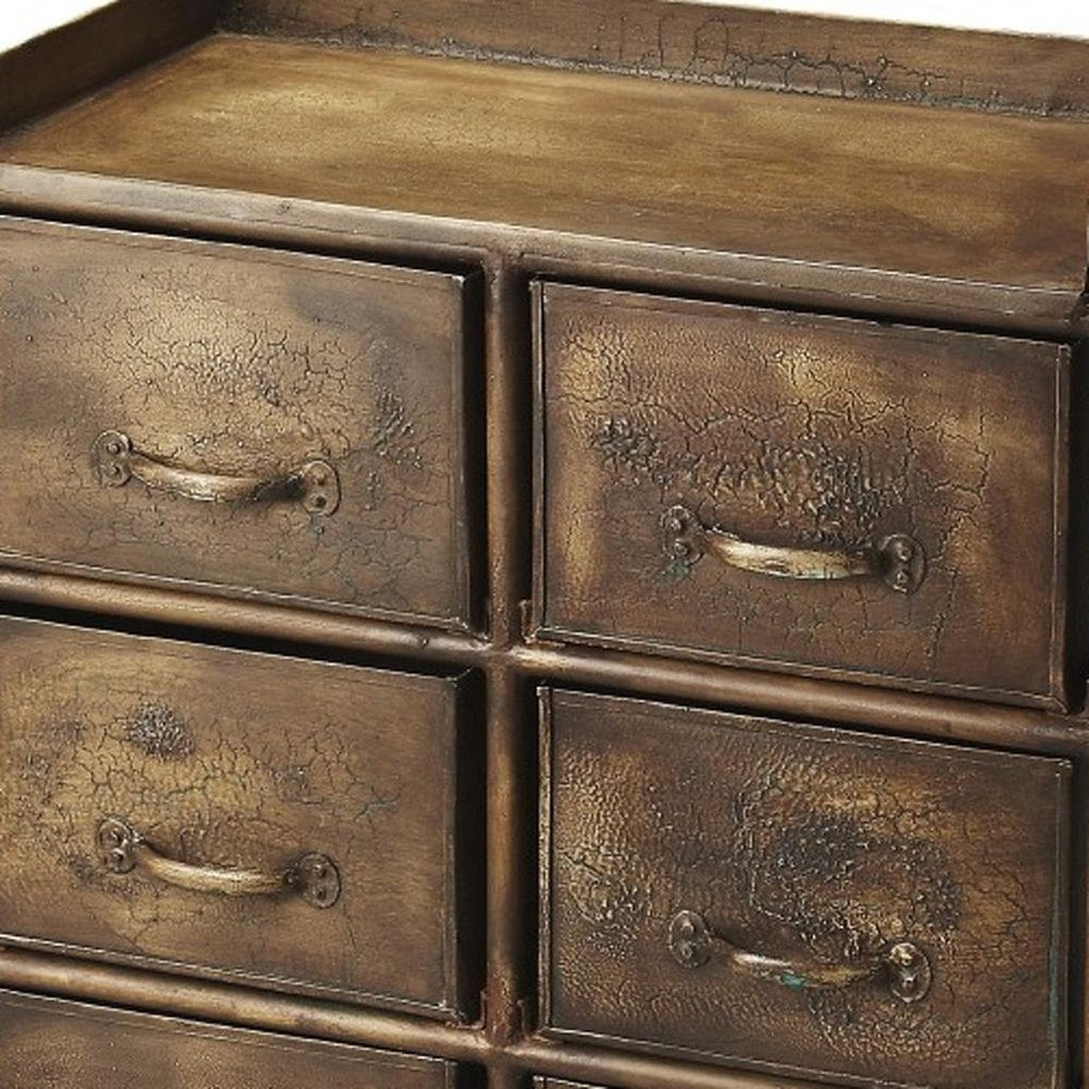 Bronze Metal Six Drawer Chest - 23-inch