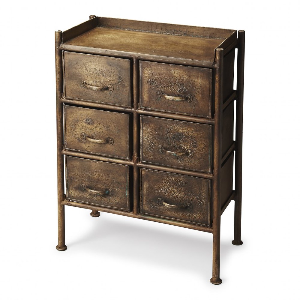 Bronze Metal Six Drawer Chest - 23-inch
