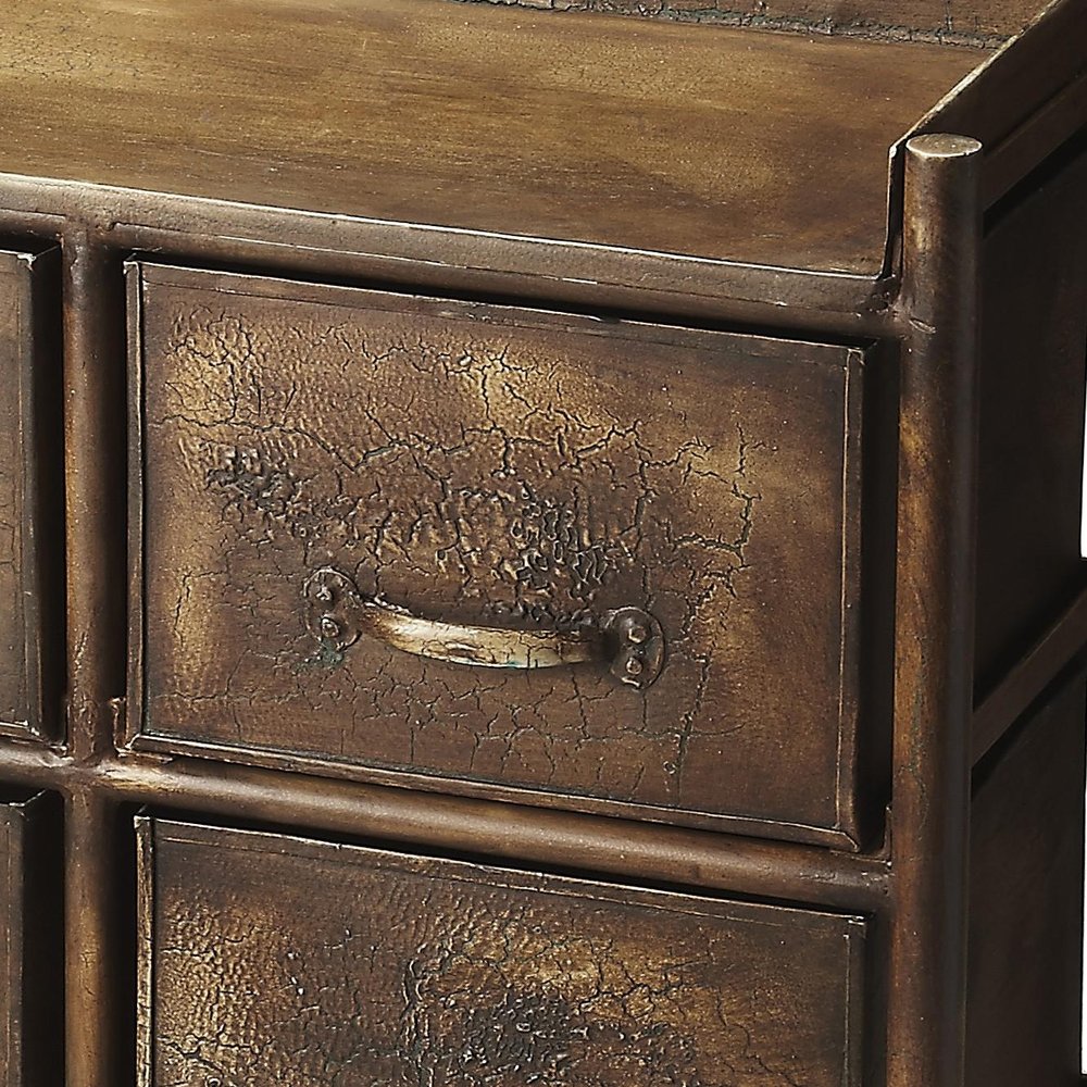 Bronze Metal Six Drawer Chest - 23-inch