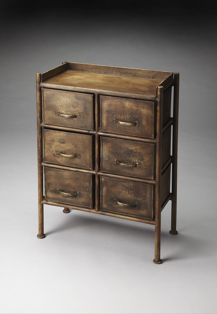 Bronze Metal Six Drawer Chest - 23-inch