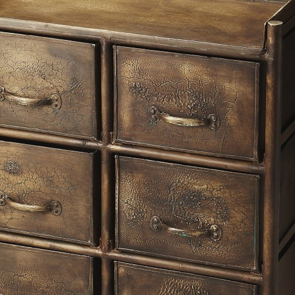 Bronze Metal Six Drawer Chest - 23-inch