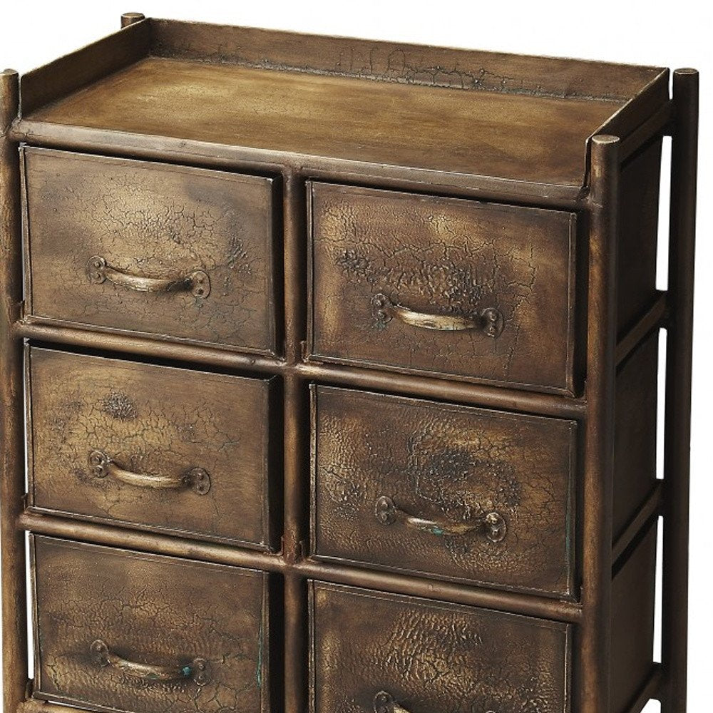 Bronze Metal Six Drawer Chest - 23-inch