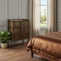 Bronze Metal Six Drawer Chest - 23-inch