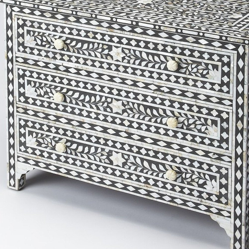 Black Manufactured Wood Three Drawer Chest - 36-inch