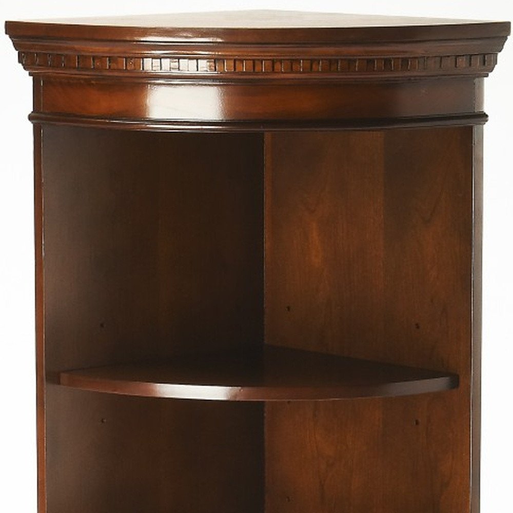 Brown Corner Accent Cabinet with Adjustable Shelves - 73-inch