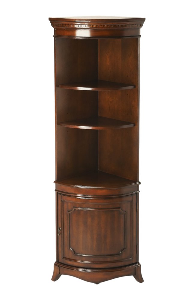 Brown Corner Accent Cabinet with Adjustable Shelves - 73-inch