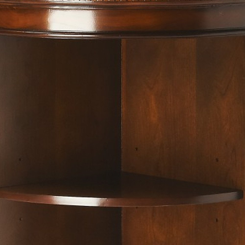 Brown Corner Accent Cabinet with Adjustable Shelves - 73-inch