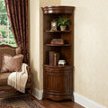Brown Corner Accent Cabinet with Adjustable Shelves - 73-inch