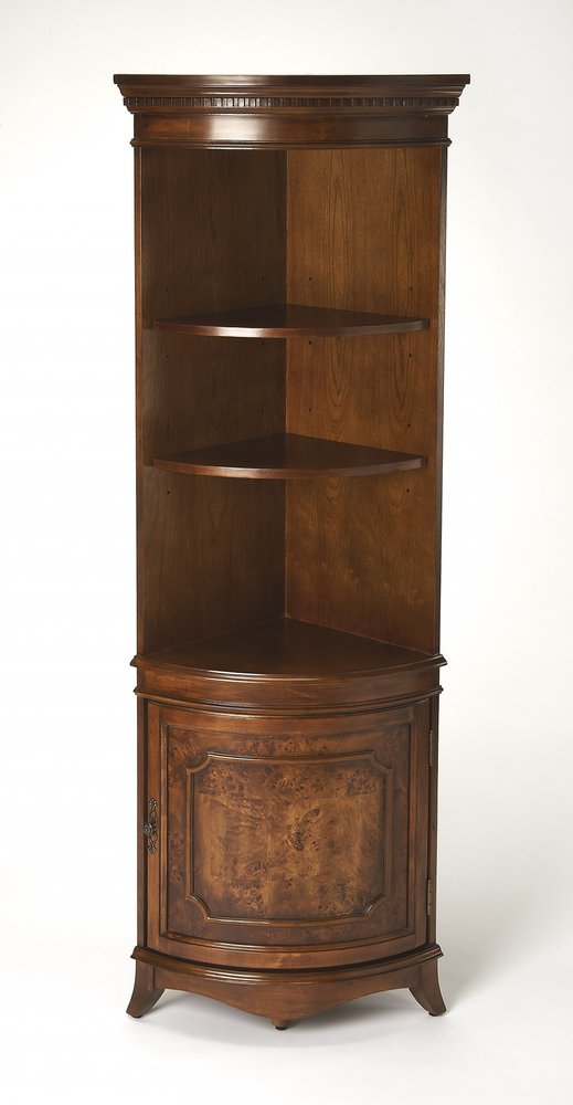 Brown Solid Wood Frame Standard Display Stand with Three Shelves - 24-inch