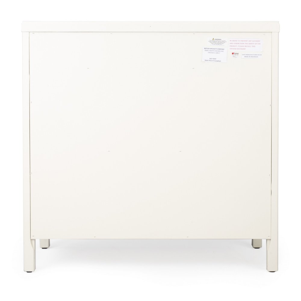 White Solid Wood Two Drawer Sideboard with Two Doors - 31-inch