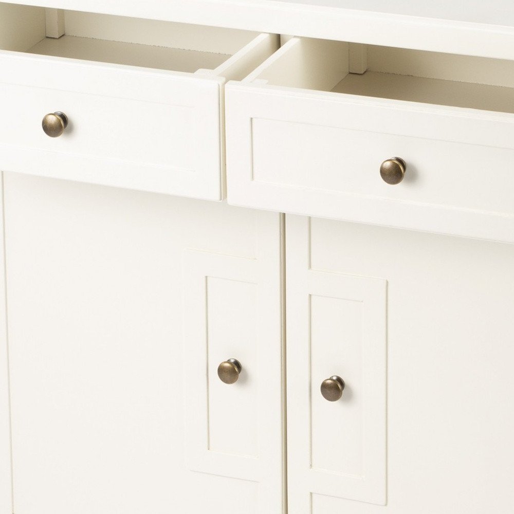White Solid Wood Two Drawer Sideboard with Two Doors - 31-inch