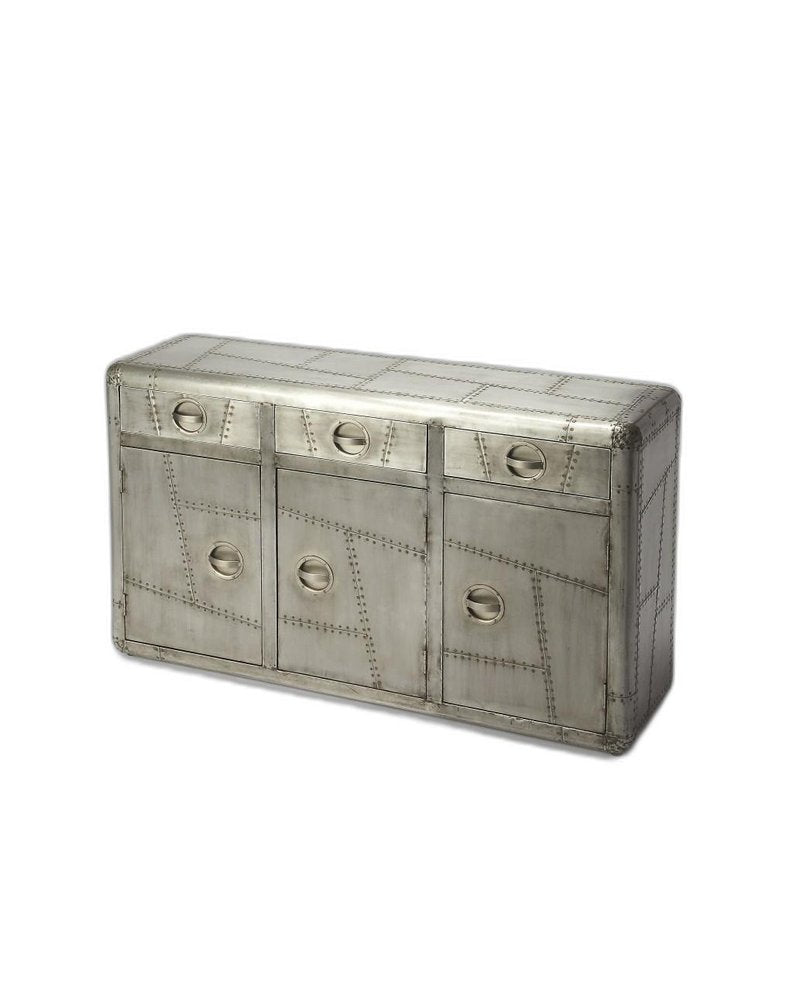 Silver Steel Console Accent Cabinet with Three Drawers - 55-inch