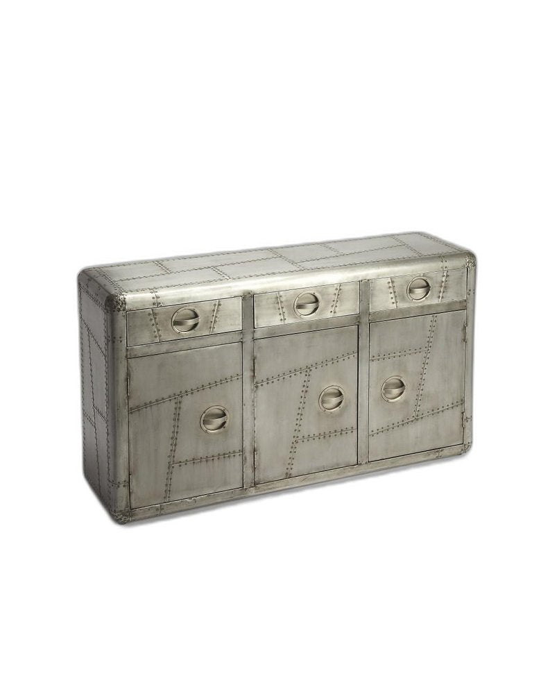 Silver Steel Console Accent Cabinet with Three Drawers - 55-inch