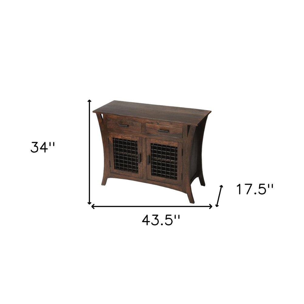 Dark Brown Solid Wood Frame Standard Accent Chest with Two Drawers - 44-inch