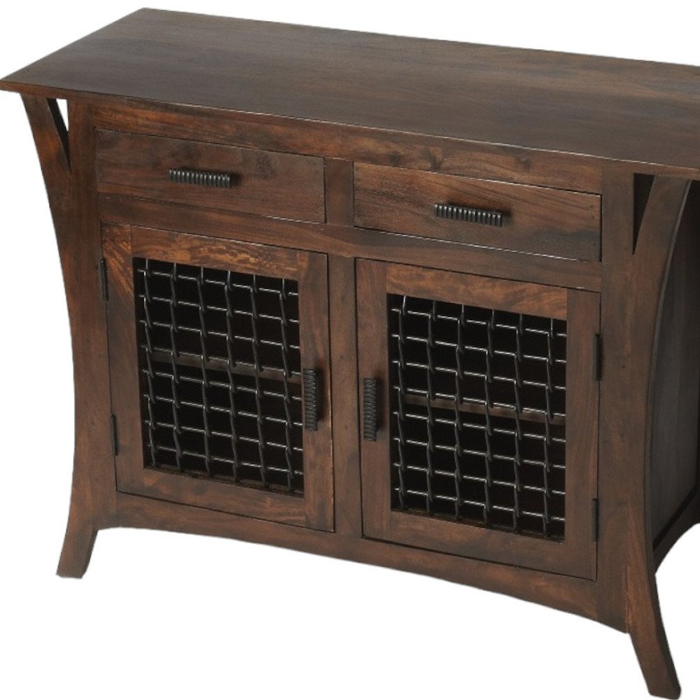 Dark Brown Solid Wood Frame Standard Accent Chest with Two Drawers - 44-inch