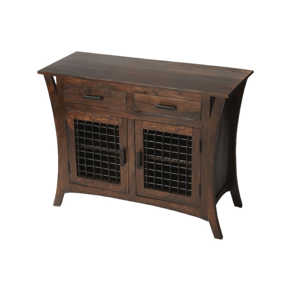 Dark Brown Solid Wood Frame Standard Accent Chest with Two Drawers - 44-inch