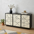 Natural and Black Sideboard with Three Doors - 59-inch