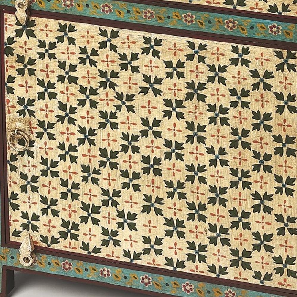 Brown and Green and Ivory Standard Accent Cabinet with One Drawer - 21-inch
