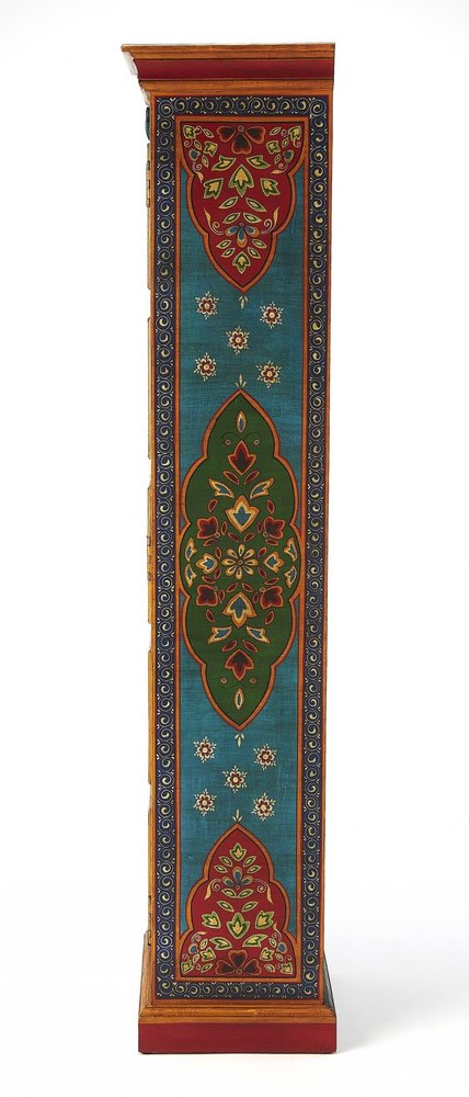 Red Blue and Gold Hand Painted Accent Cabinet - 60-inch