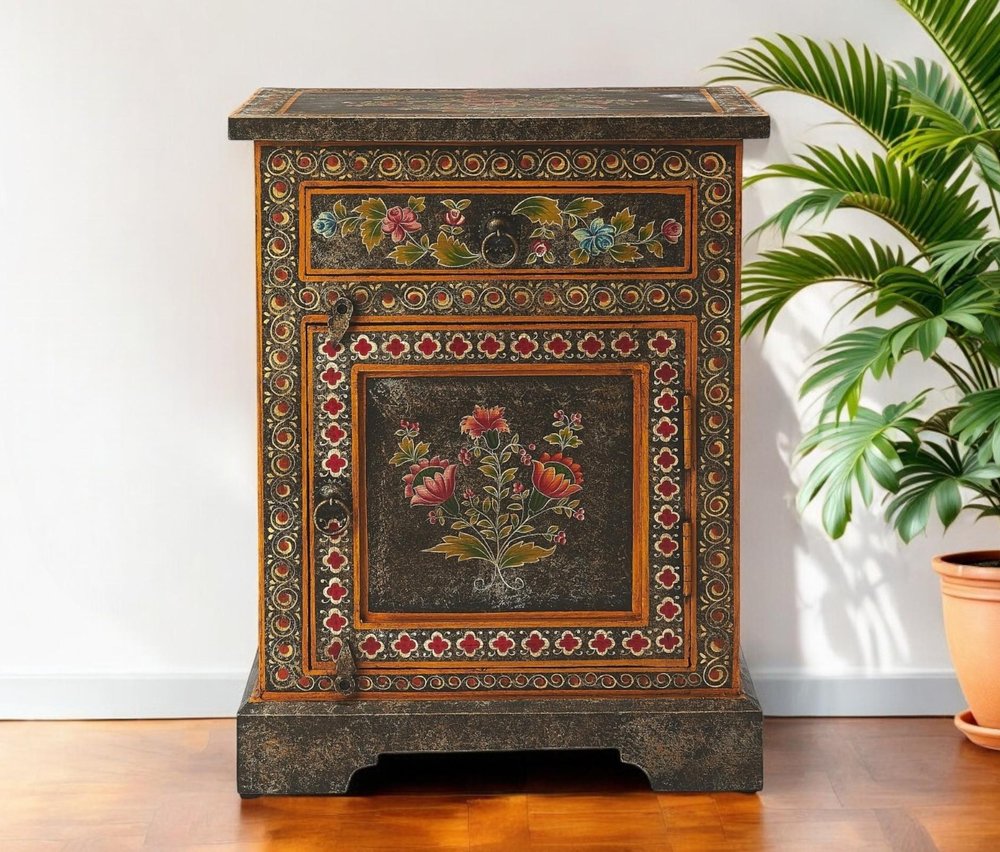 Dark Brown Solid Wood Frame Accent Cabinet with Two Drawers - 18-inch