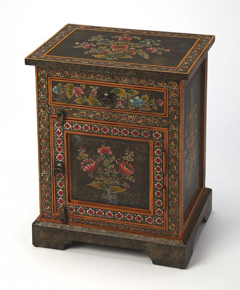 Dark Brown Solid Wood Frame Accent Cabinet with Two Drawers - 18-inch