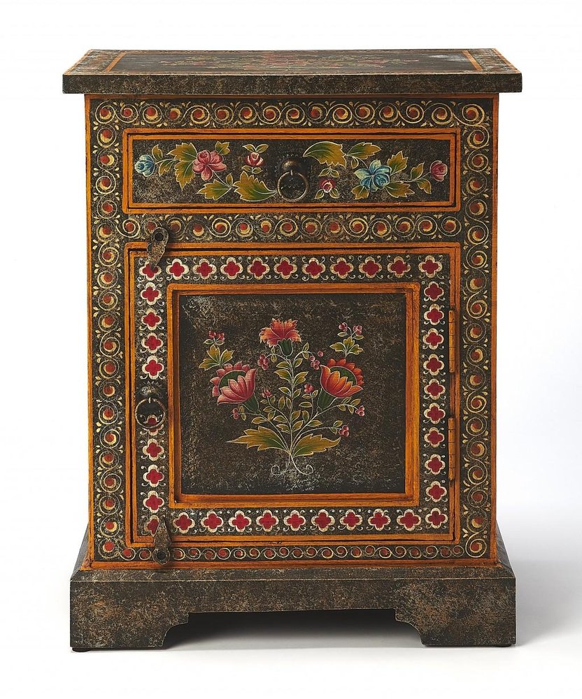 Dark Brown Solid Wood Frame Accent Cabinet with Two Drawers - 18-inch