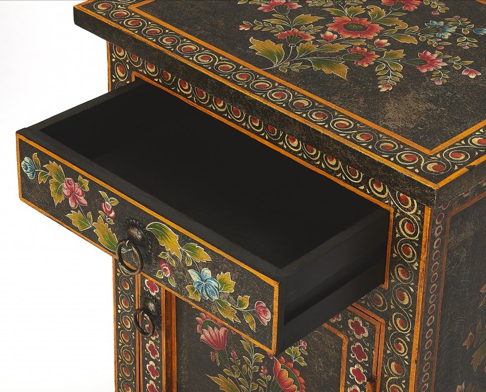 Dark Brown Solid Wood Frame Accent Cabinet with Two Drawers - 18-inch