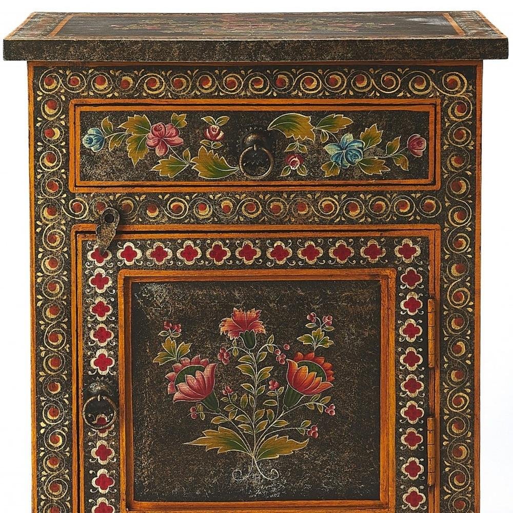 Dark Brown Solid Wood Frame Accent Cabinet with Two Drawers - 18-inch