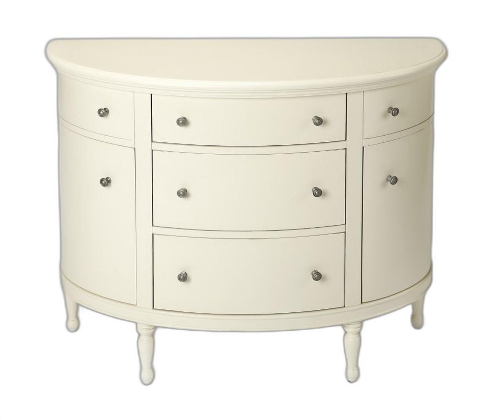 White Solid Wood Five Drawer Sideboard with Two Doors - 41-inch