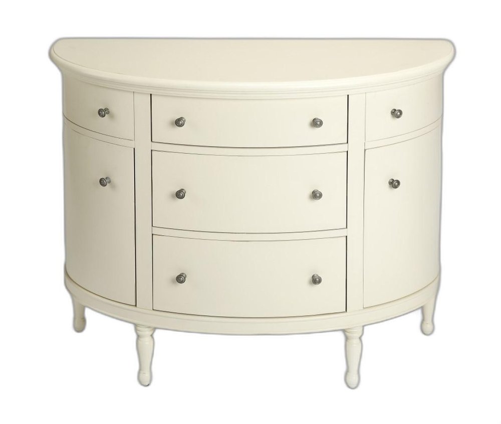 White Solid Wood Five Drawer Sideboard with Two Doors - 41-inch