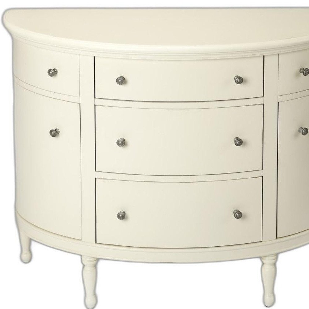 White Solid Wood Five Drawer Sideboard with Two Doors - 41-inch