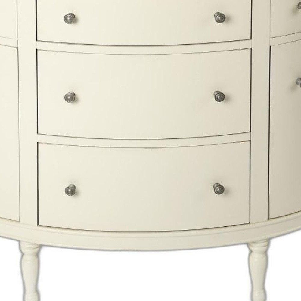 White Solid Wood Five Drawer Sideboard with Two Doors - 41-inch