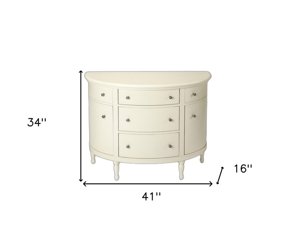 White Solid Wood Five Drawer Sideboard with Two Doors - 41-inch