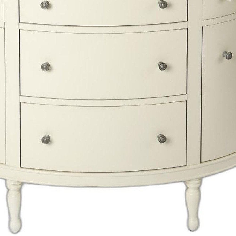 White Solid Wood Five Drawer Sideboard with Two Doors - 41-inch