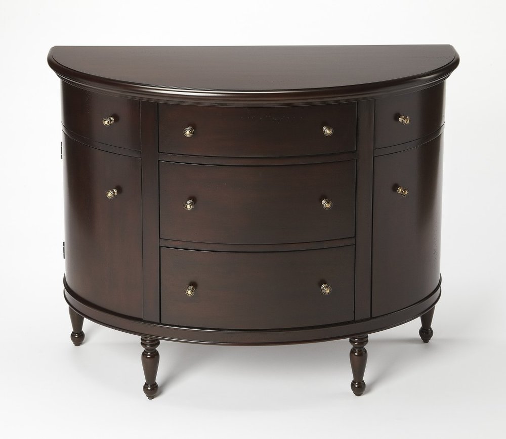 Dark Brown Solid Wood Five Drawer Sideboard - 41-inch