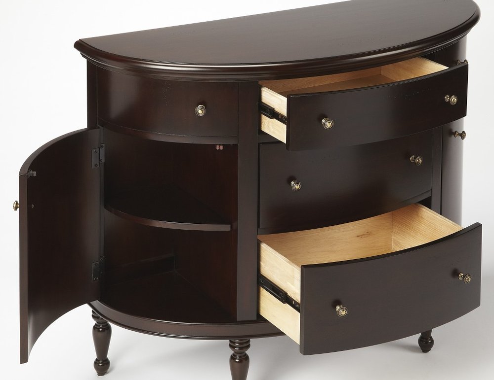 Dark Brown Solid Wood Five Drawer Sideboard - 41-inch