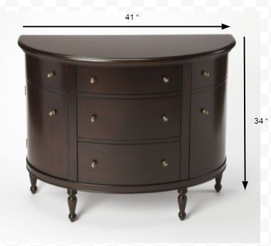 Dark Brown Solid Wood Five Drawer Sideboard - 41-inch