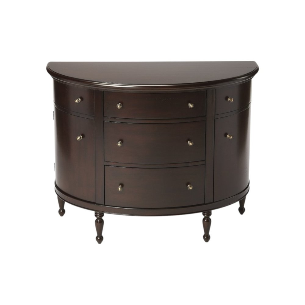 Dark Brown Solid Wood Five Drawer Sideboard - 41-inch