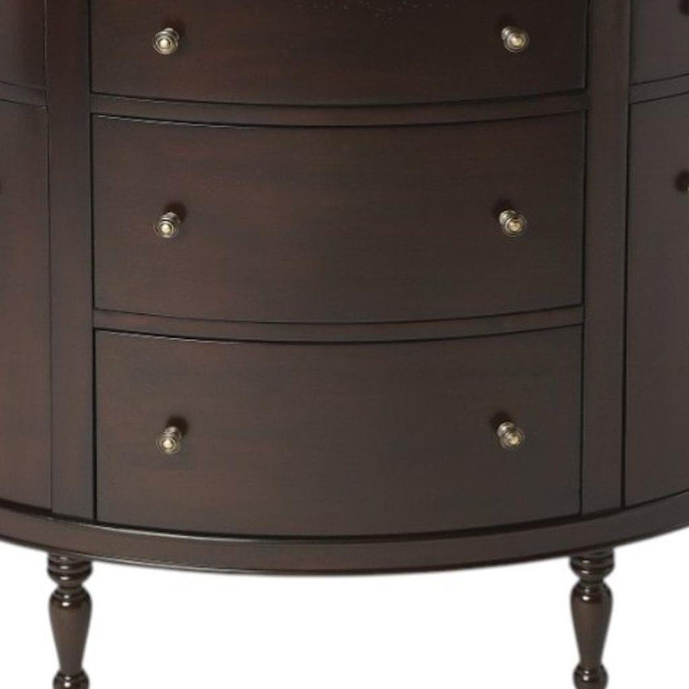 Dark Brown Solid Wood Five Drawer Sideboard - 41-inch