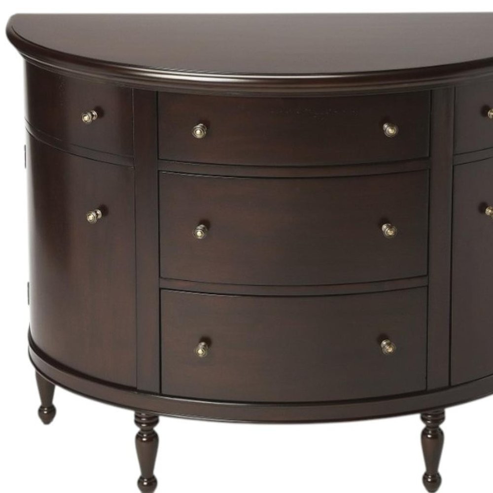 Dark Brown Solid Wood Five Drawer Sideboard - 41-inch