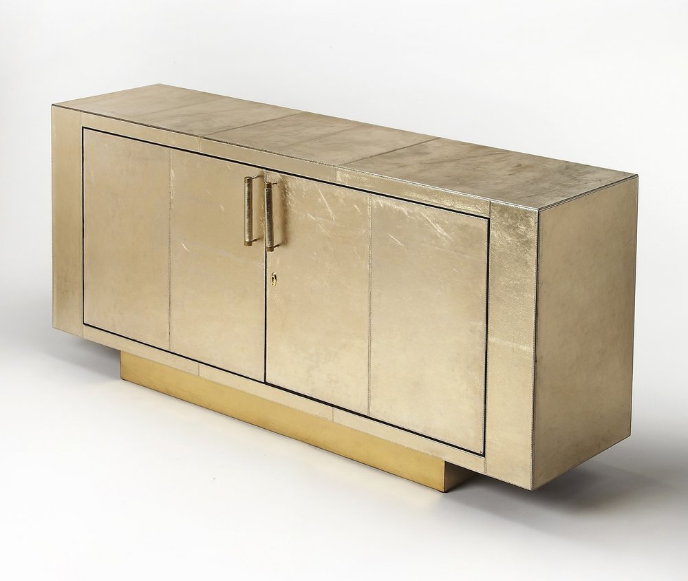 Gold Solid Wood Buffet Table with Two Doors - 71-inch