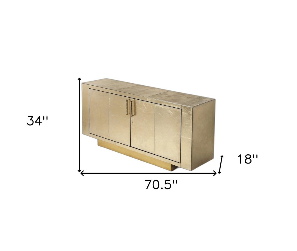 Gold Solid Wood Buffet Table with Two Doors - 71-inch