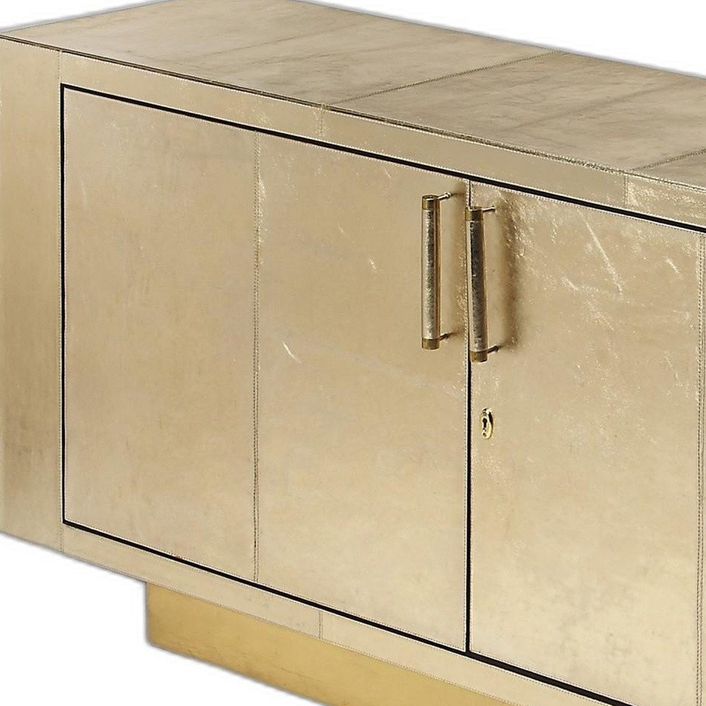 Gold Solid Wood Buffet Table with Two Doors - 71-inch