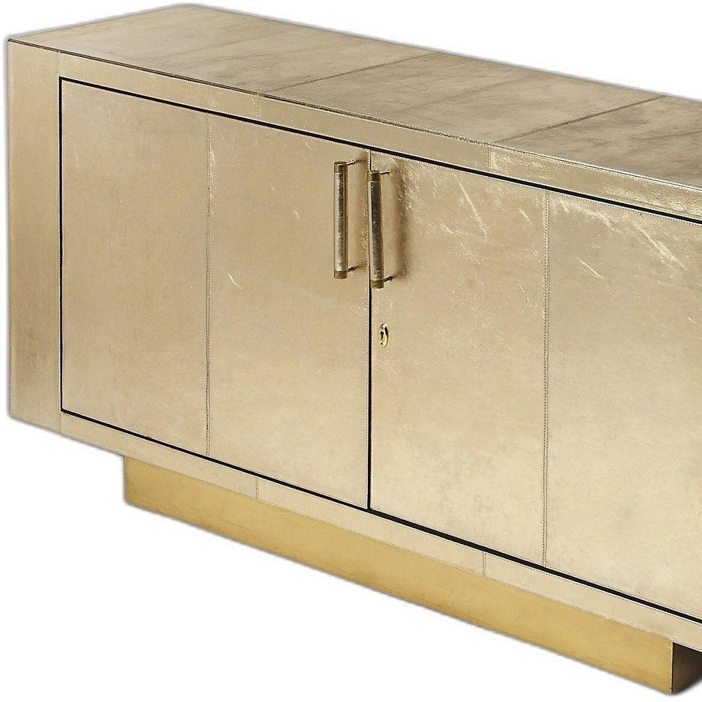 Gold Solid Wood Buffet Table with Two Doors - 71-inch