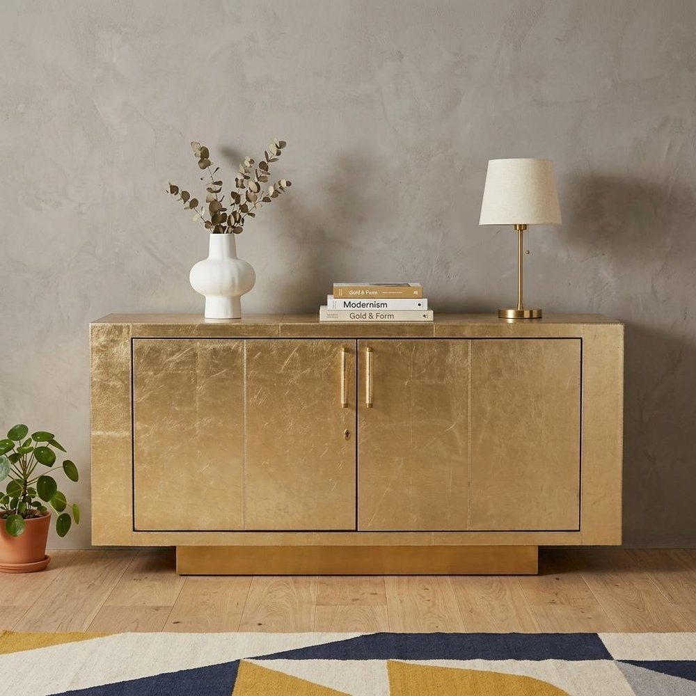 Gold Solid Wood Buffet Table with Two Doors - 71-inch