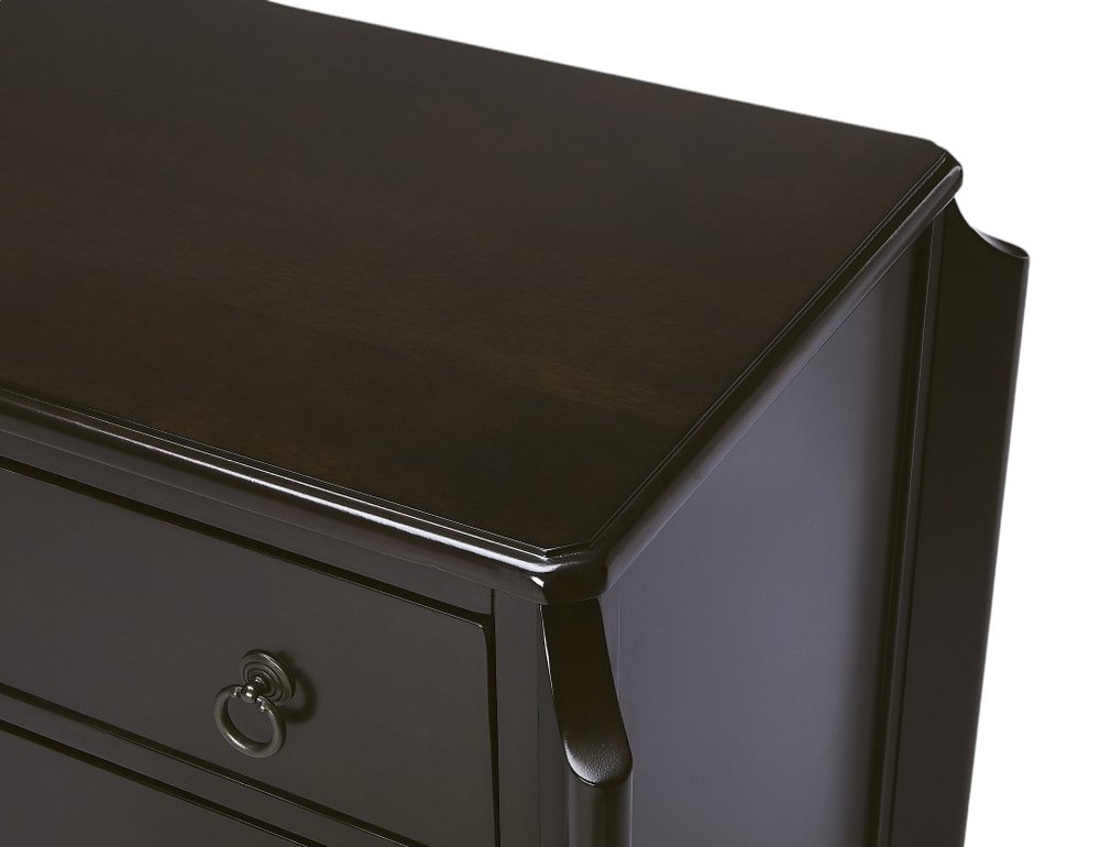 Dark Brown Solid Wood Three Drawer Dresser - 34-inch